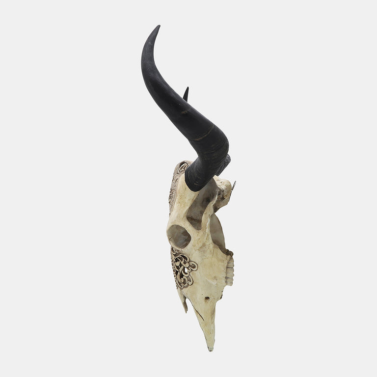 CARVED FAUX BULL SKULL | WALL DECOR