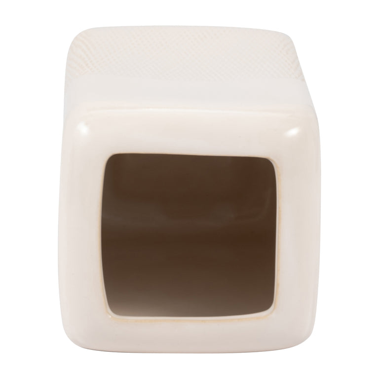 IVORY SQUARED GROOVED VASE