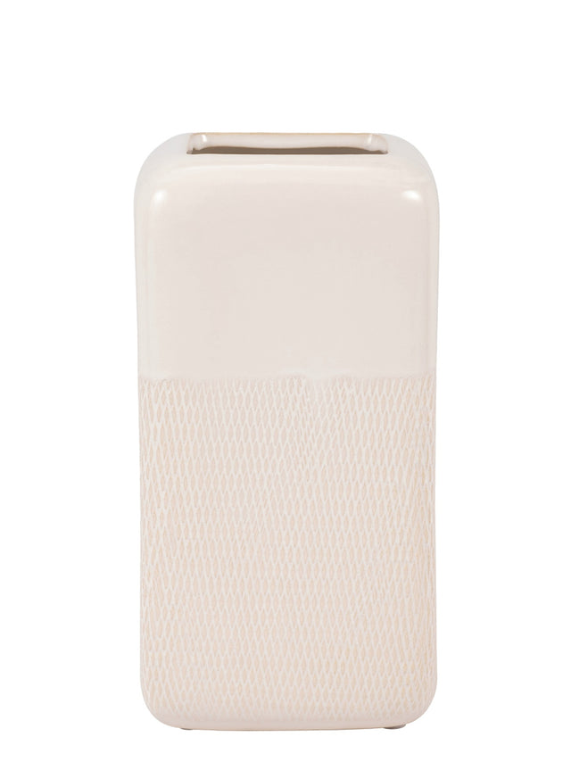 IVORY SQUARED GROOVED VASE