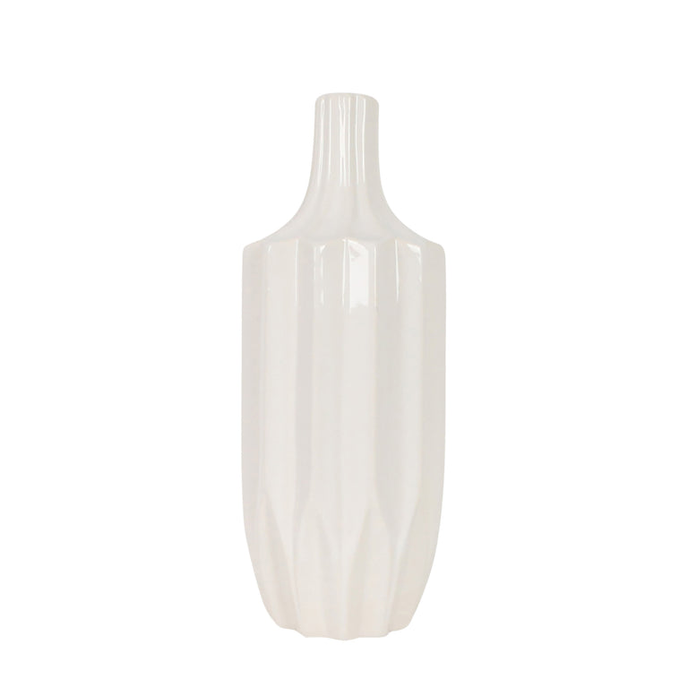 WHITE FLUTED VASE