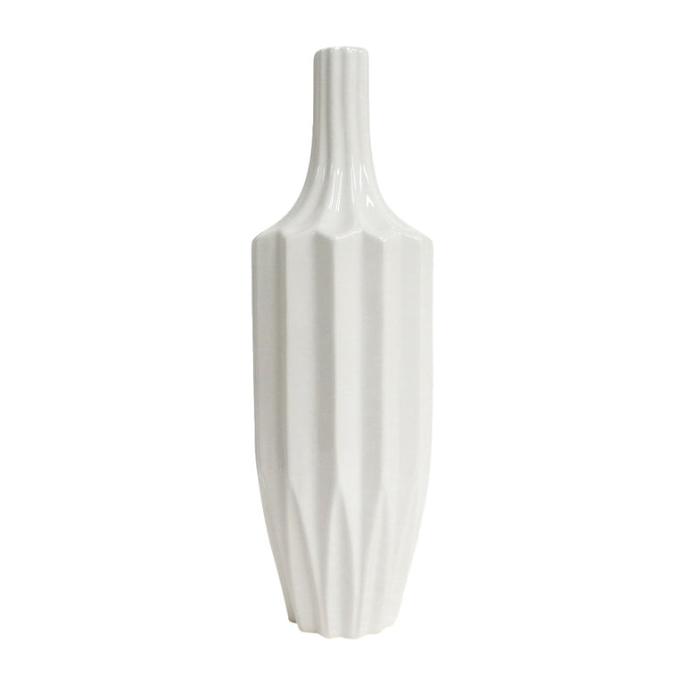 WHITE FLUTED VASE