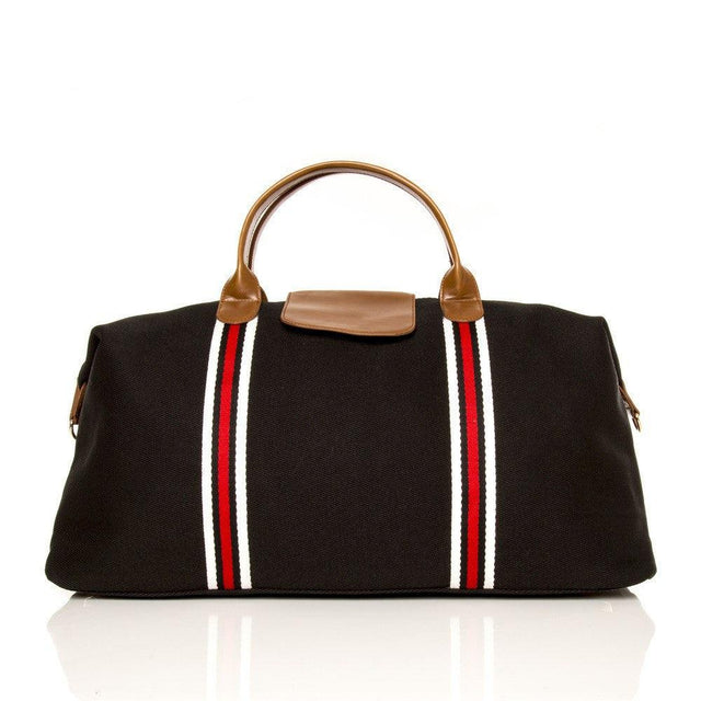 BLACK CANVAS STRIPED DUFFEL
