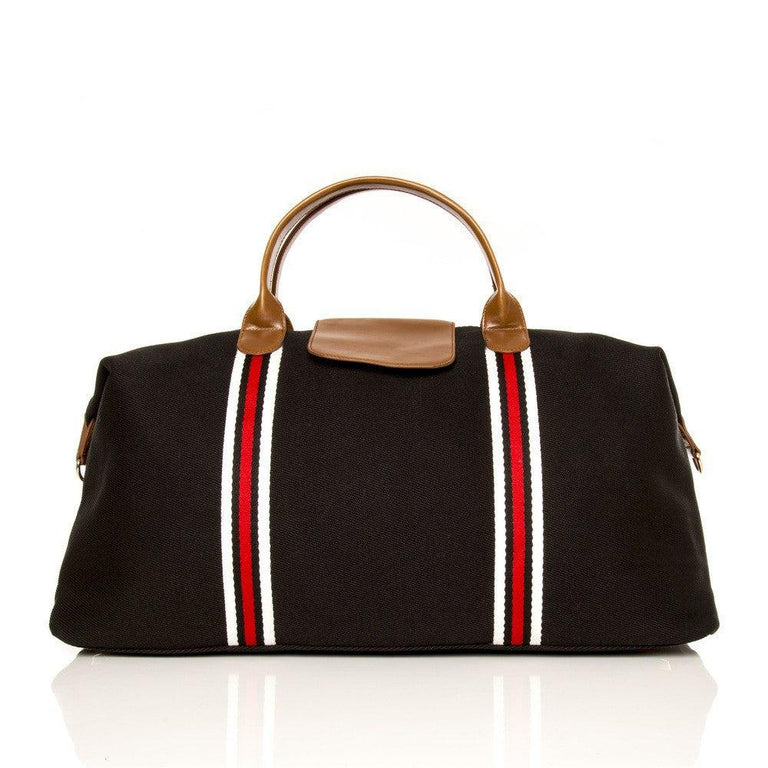 BLACK CANVAS STRIPED DUFFEL