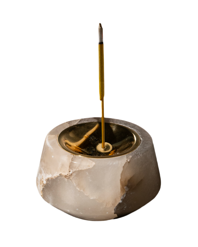 STARFALL STONE INCENSE HOLDER WITH BRASS TOP