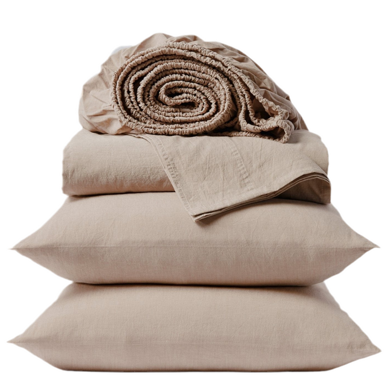 ORGANIC CRINKLED PERCALE SHEET SET | BEDDING