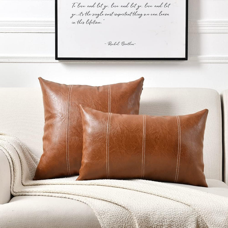 STITCHED VEGAN LEATHER PILLOW | PILLOWS