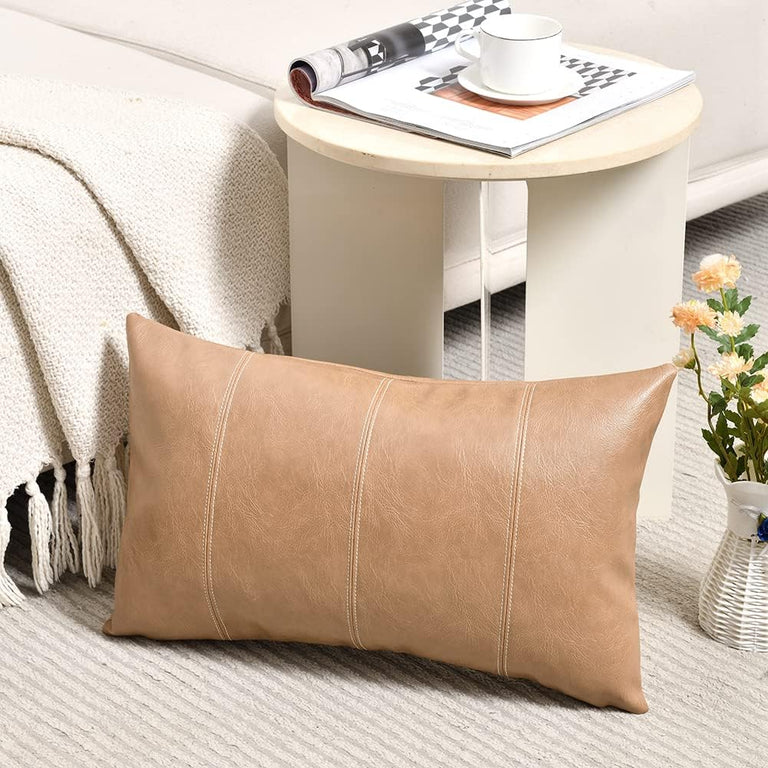 STITCHED VEGAN LEATHER PILLOW | PILLOWS