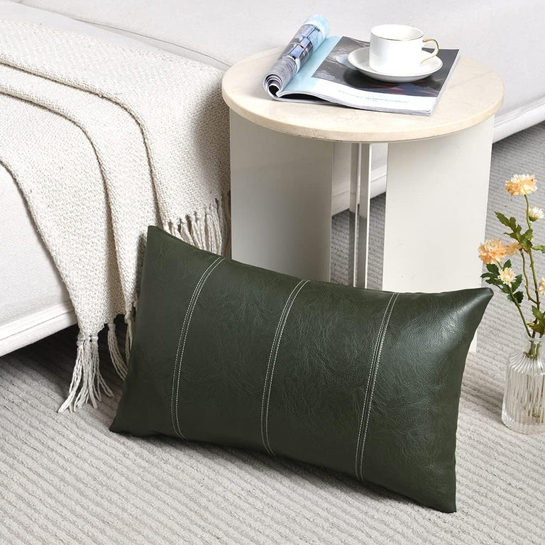 STITCHED VEGAN LEATHER PILLOW | PILLOWS