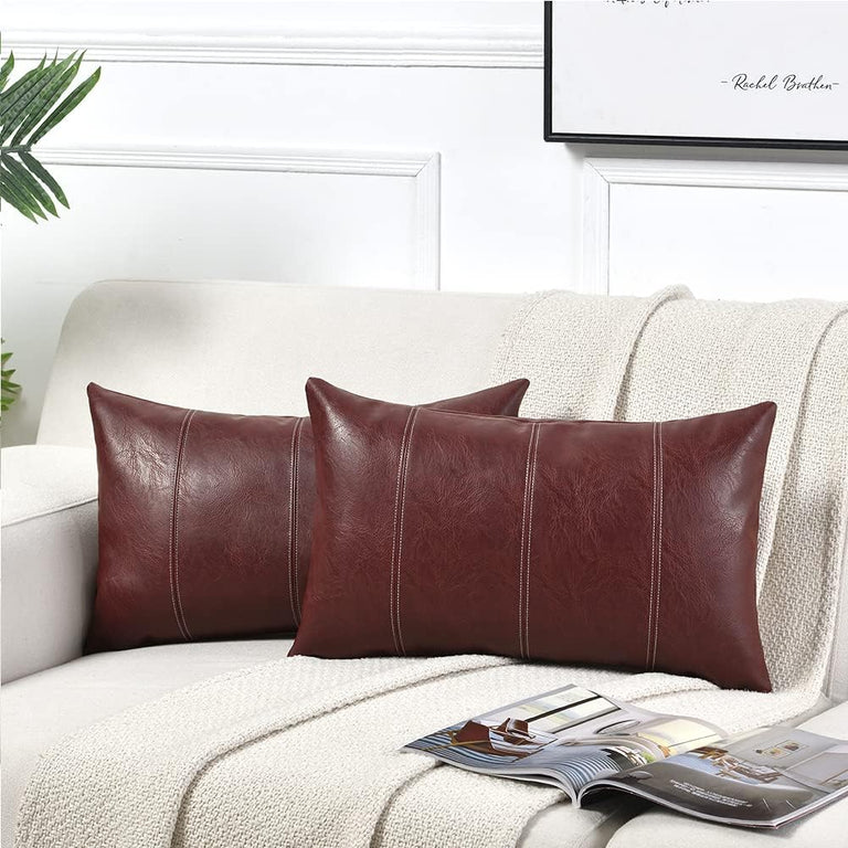 STITCHED VEGAN LEATHER PILLOW | PILLOWS