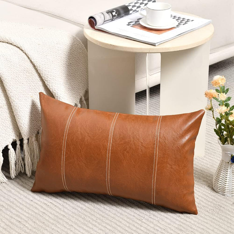 STITCHED VEGAN LEATHER PILLOW | PILLOWS