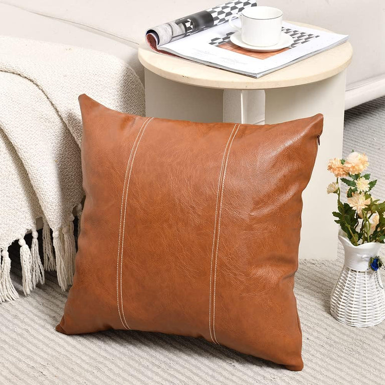 STITCHED VEGAN LEATHER PILLOW | PILLOWS