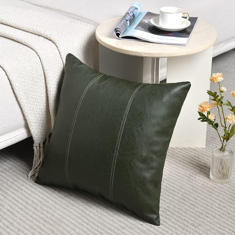 STITCHED VEGAN LEATHER PILLOW | PILLOWS