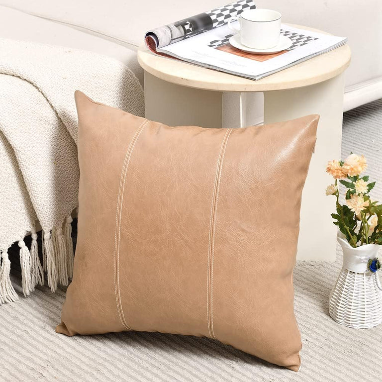 STITCHED VEGAN LEATHER PILLOW | PILLOWS