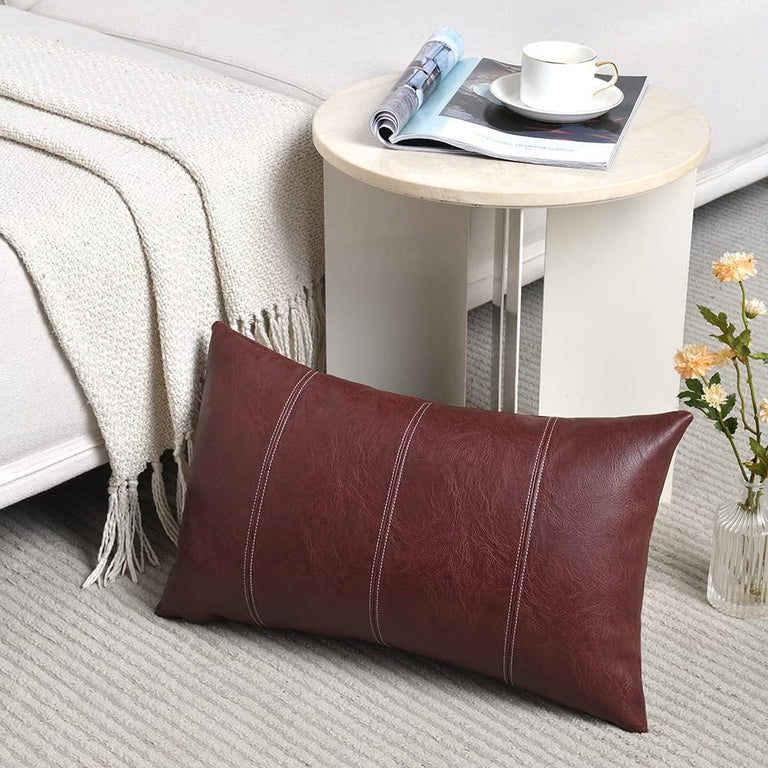 STITCHED VEGAN LEATHER PILLOW | PILLOWS