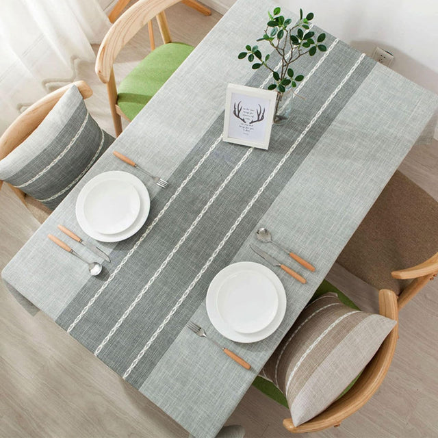 EMBROIDERED WATERPROOF BURLAP TABLECLOTH