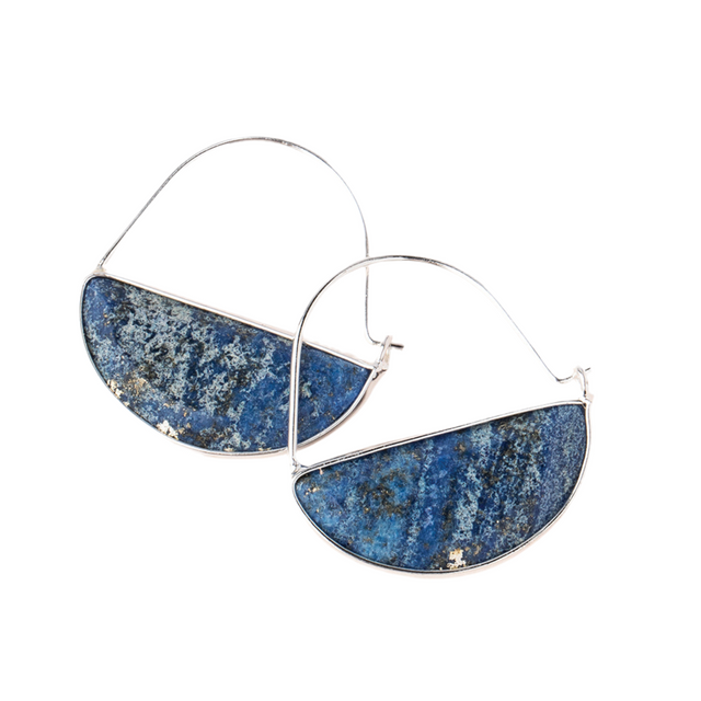 STONE PRISM HOOP EARRING - COLOR & SILVER