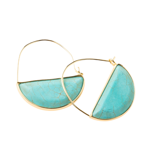STONE PRISM HOOP EARRING - TURQUOISE