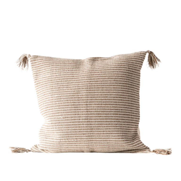 STRIPED PILLOW WITH TASSELS