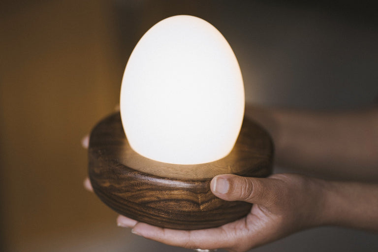 Touch Control Portable Hardwood Egg Lamp by the Iron Roots Designs | Local SF Artisan Craft | LIGHTING