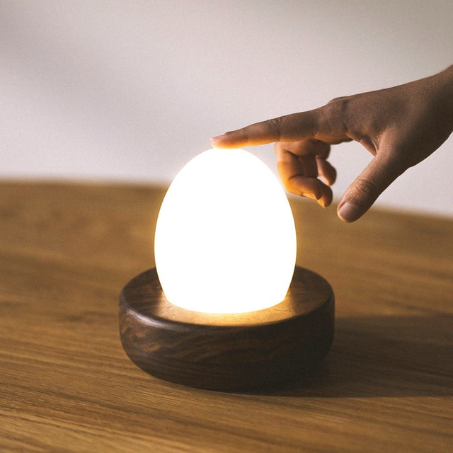 Touch Control Portable Hardwood Egg Lamp by the Iron Roots Designs | Local SF Artisan Craft | LIGHTING