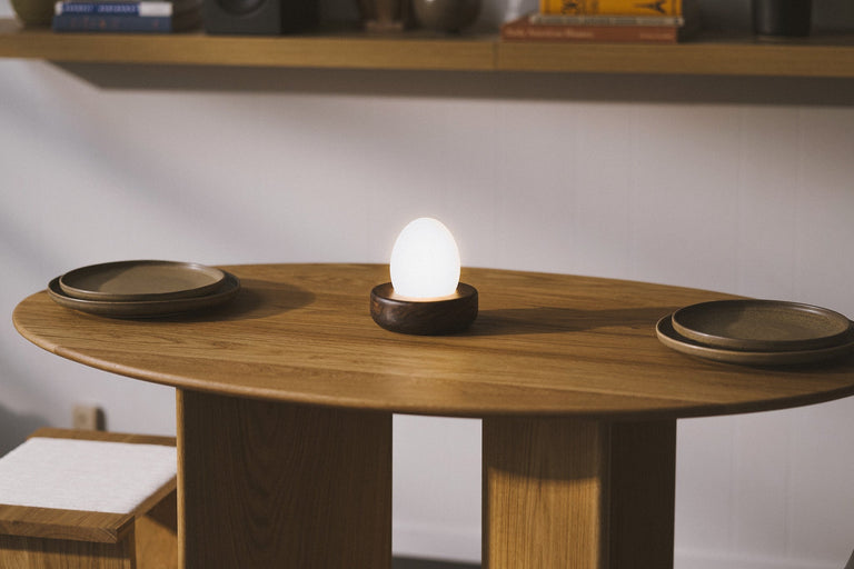 Touch Control Portable Hardwood Egg Lamp by the Iron Roots Designs | Local SF Artisan Craft | LIGHTING