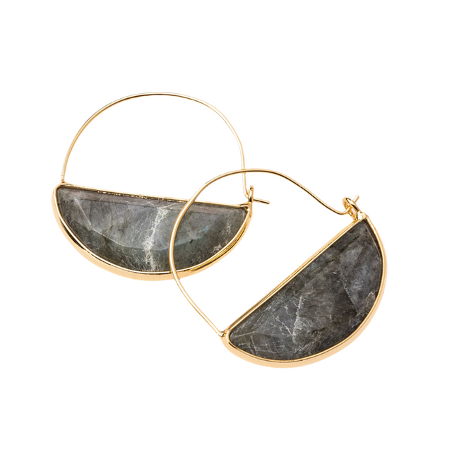 STONE PRISM HOOP EARRING - DARK & GOLD