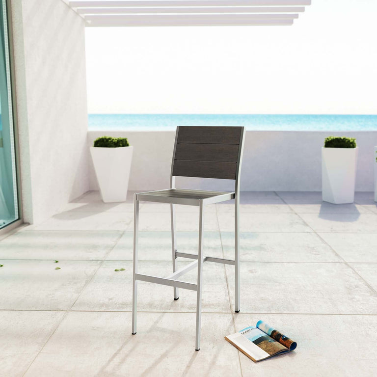 SHORE OUTDOOR PATIO ALUMINUM ARMLESS BAR STOOL