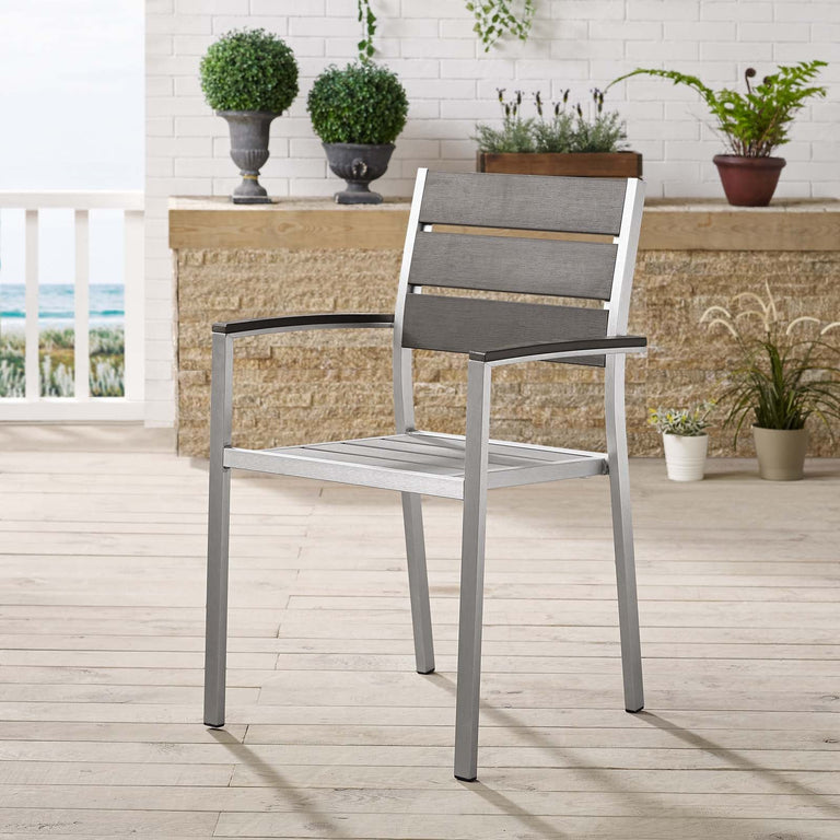 SHORE OUTDOOR PATIO ALUMINUM DINING ARMCHAIR