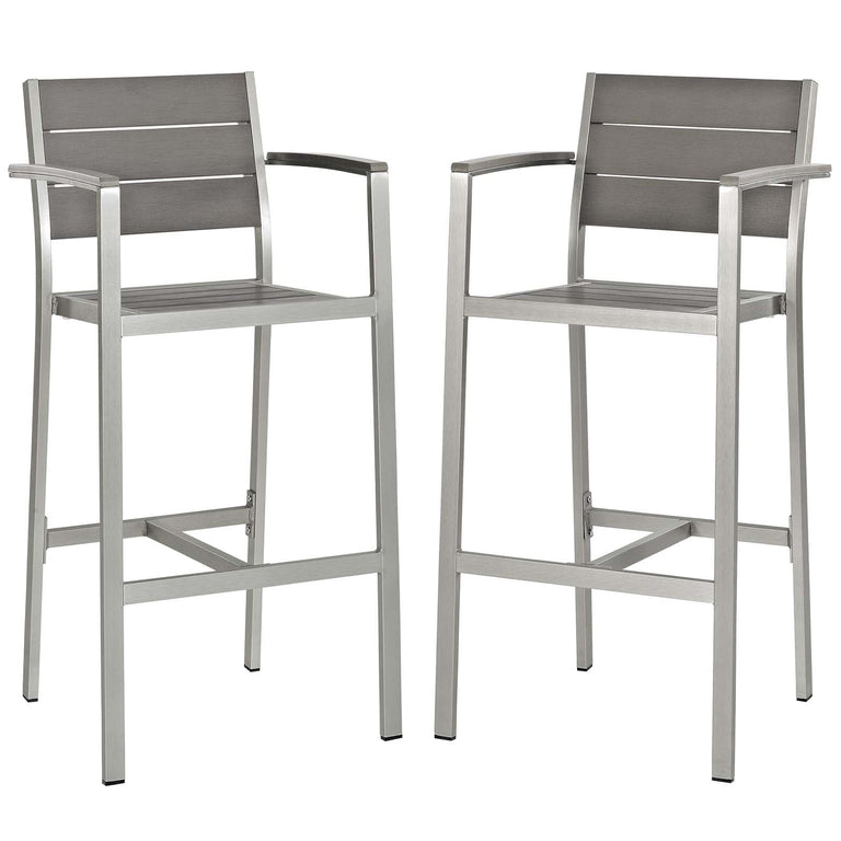 SHORE BAR STOOL OUTDOOR PATIO ALUMINUM SET OF 2