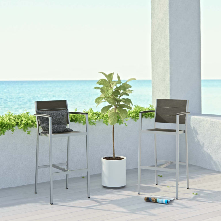 SHORE BAR STOOL OUTDOOR PATIO ALUMINUM SET OF 2