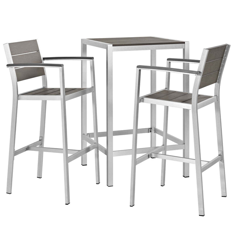 SHORE 3 PIECE OUTDOOR PATIO ALUMINUM PUB SET