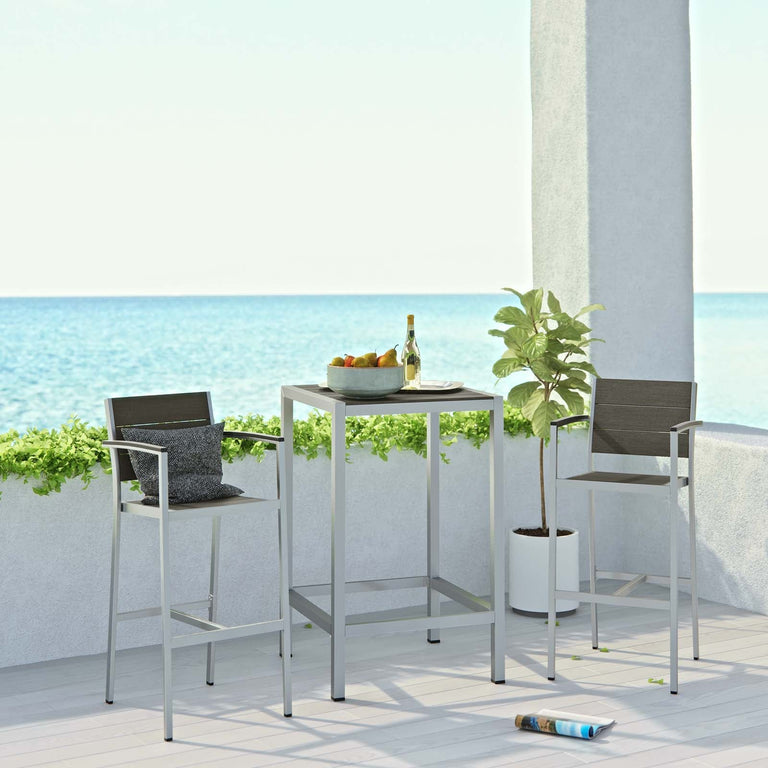 SHORE 3 PIECE OUTDOOR PATIO ALUMINUM PUB SET