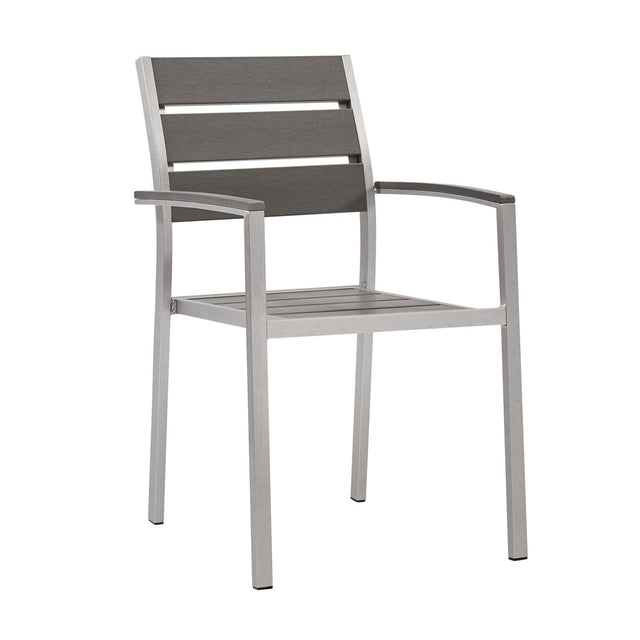 SHORE OUTDOOR PATIO ALUMINUM DINING ARMCHAIR SET OF 2