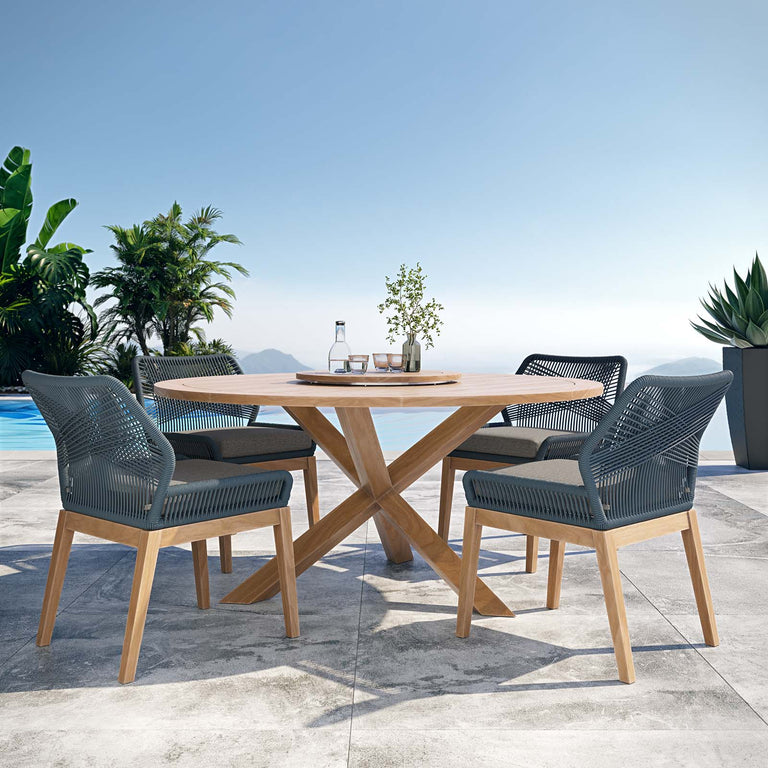 WELLSPRING 5-PIECE OUTDOOR PATIO TEAK WOOD DINING SET