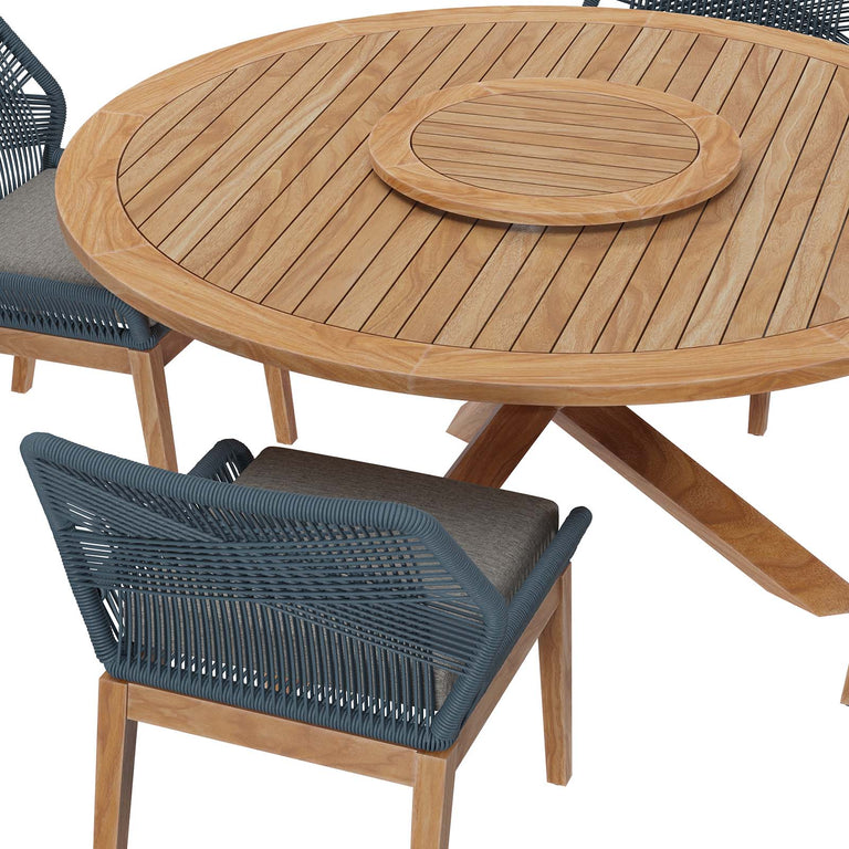 WELLSPRING 5-PIECE OUTDOOR PATIO TEAK WOOD DINING SET