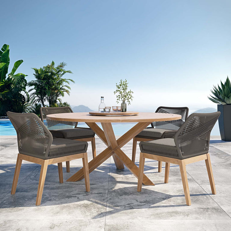 WELLSPRING 5-PIECE OUTDOOR PATIO TEAK WOOD DINING SET