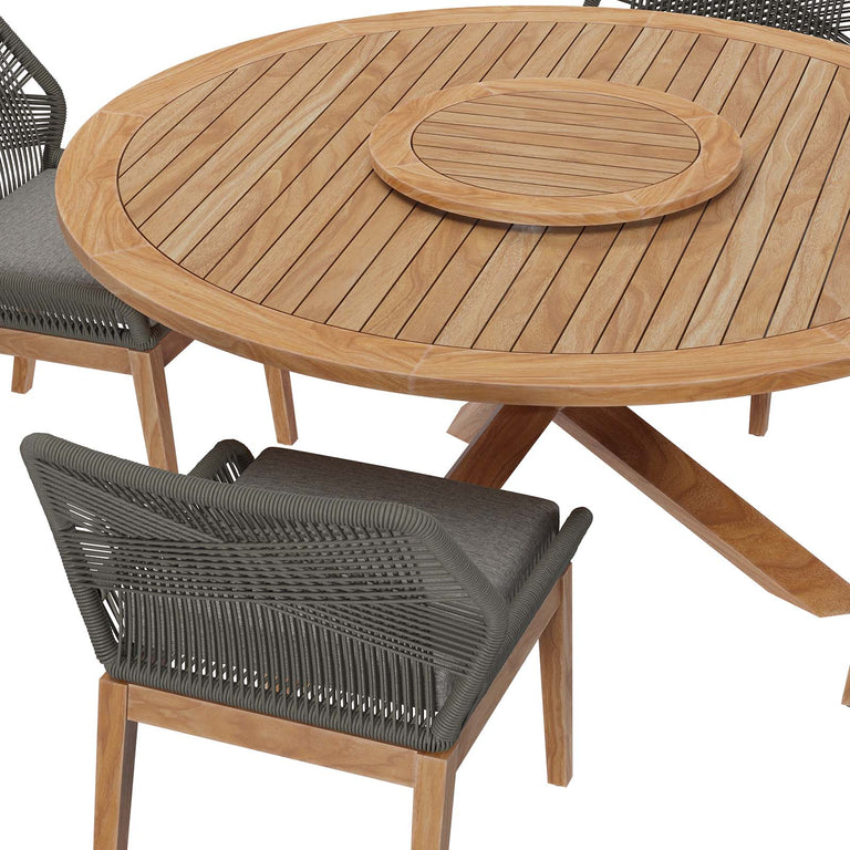 WELLSPRING 5-PIECE OUTDOOR PATIO TEAK WOOD DINING SET