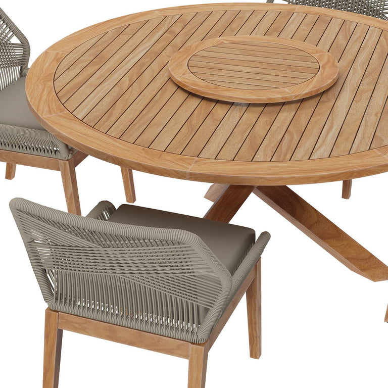 WELLSPRING 5-PIECE OUTDOOR PATIO TEAK WOOD DINING SET