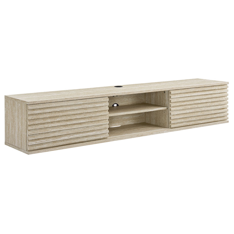 RENDER | TRAVERTINE MEDIA CONSOLE WALL MOUNTHED