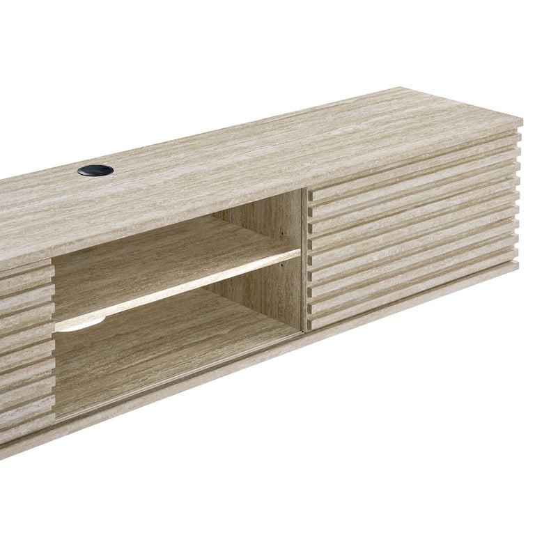 RENDER | TRAVERTINE MEDIA CONSOLE WALL MOUNTHED | TRAVERTINE