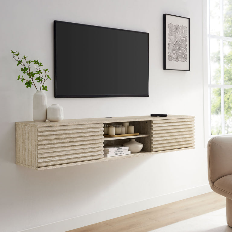 RENDER | TRAVERTINE MEDIA CONSOLE WALL MOUNTHED | TRAVERTINE