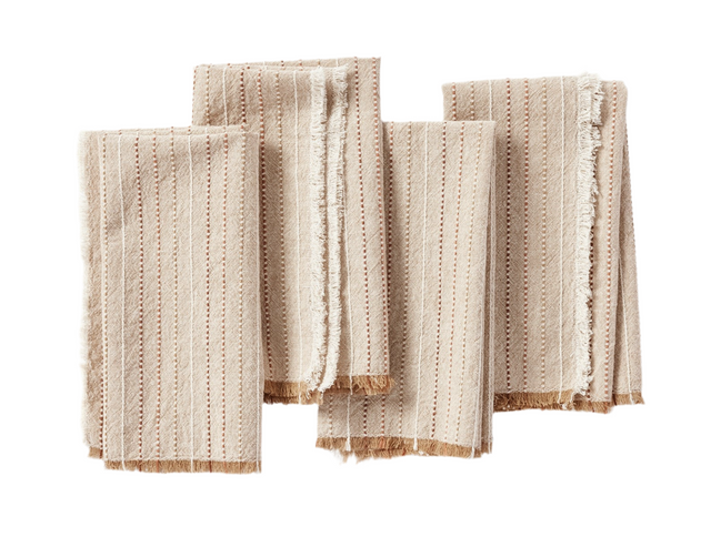 FRINGE STRIPE ORGANIC NAPKIN, SET OF 4