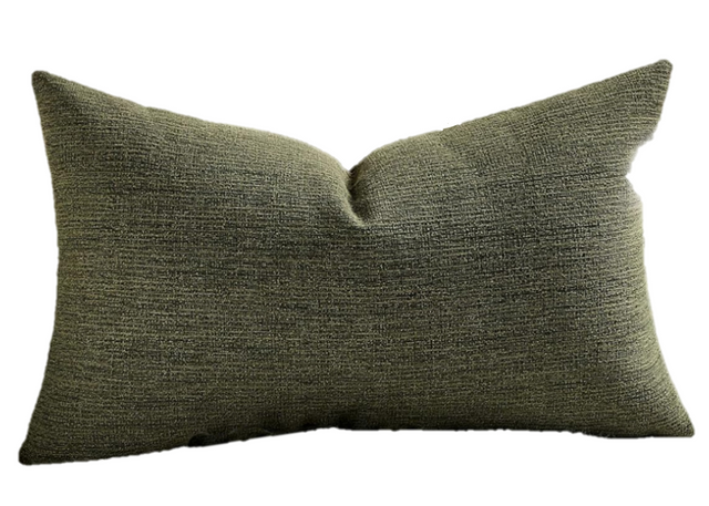 MOSS GREEN CHENILLE DECORATIVE LUMBAR THROW PILLOW