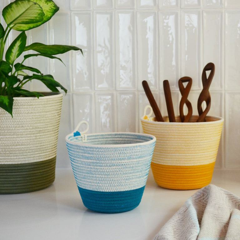 TEAL COTTON HANGING PLANTER (SOUTH AFRICA)