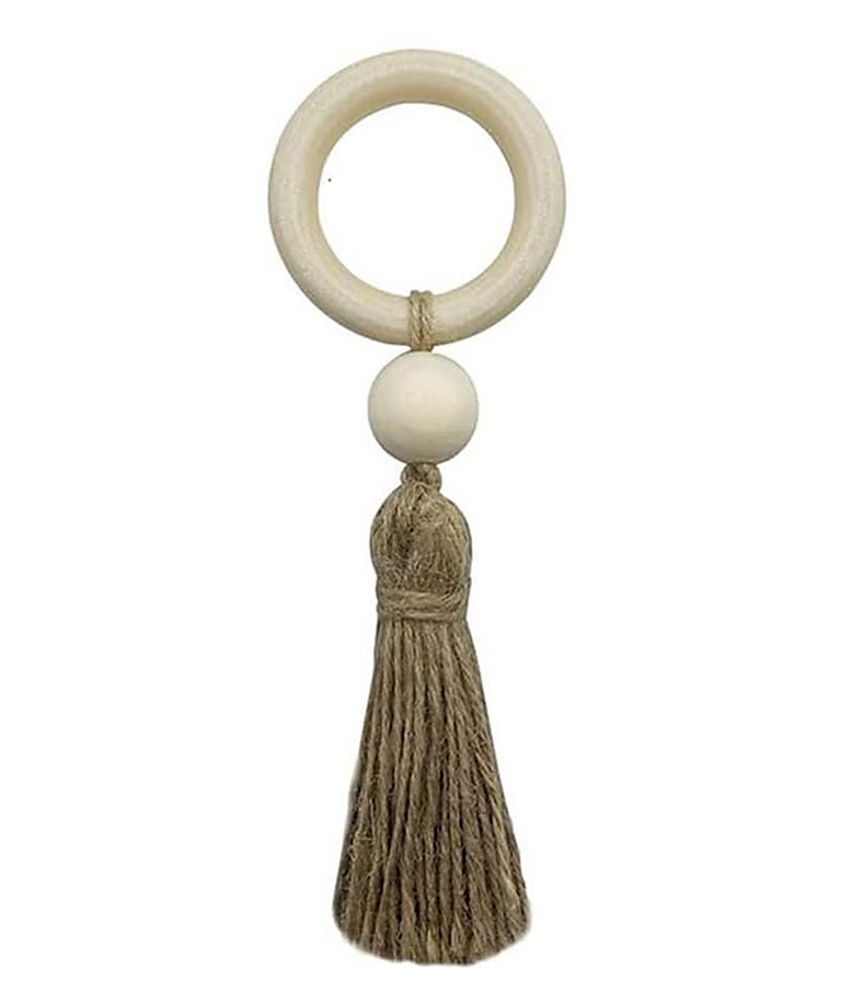 RUSTIC WOOD NAPKIN RINGS W/ TASSEL