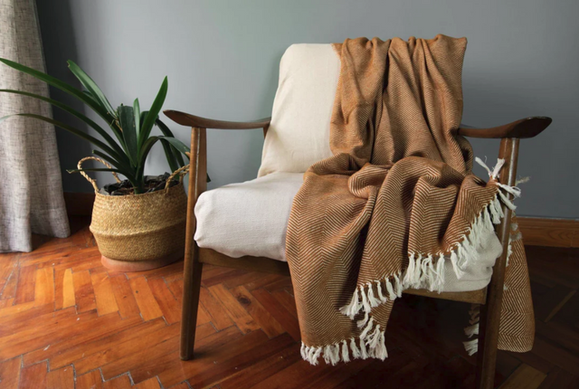 BRONZE MECHOT HANDWOVEN COTTON BLANKET | THROWS