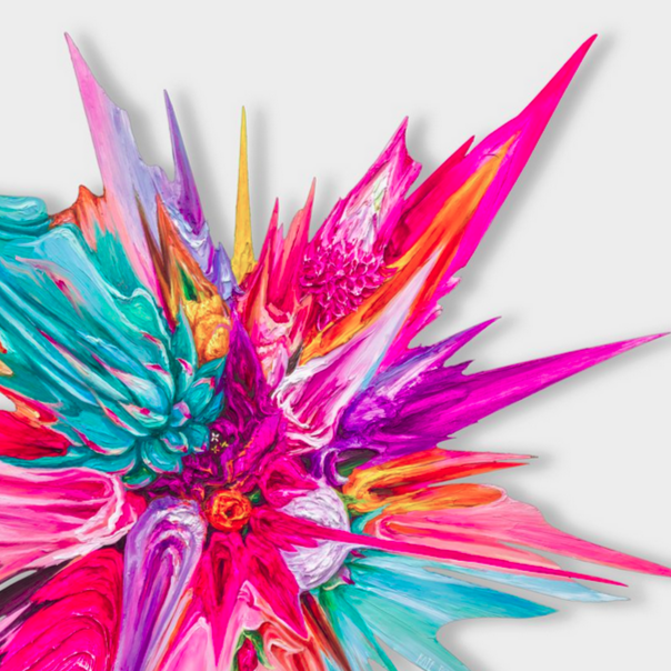 FUCHSIA DAHLIA GLITCH by Kate Tova | SIGNATURE WALL ART