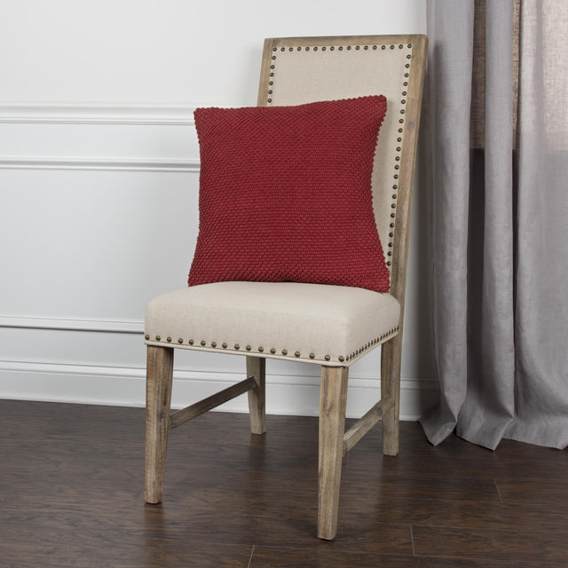 KLAVSEN RED SOLID URBAN FARMHOUSE THROW PILLOW