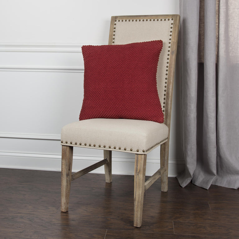 KLAVSEN RED SOLID URBAN FARMHOUSE THROW PILLOW