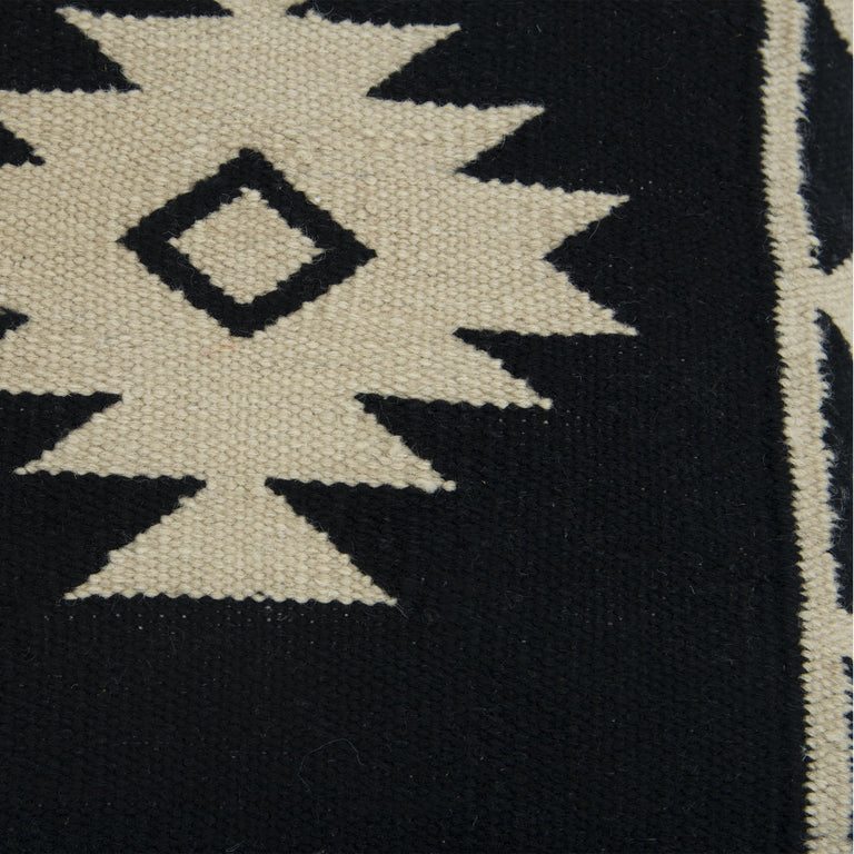 DEMANT BLACK SOUTHWESTERN ICONIC PATTERNING MODERN INDUSTRIAL THROW PILLOW